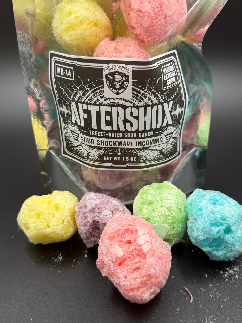 Aftershox freeze dried sour candy closeup
