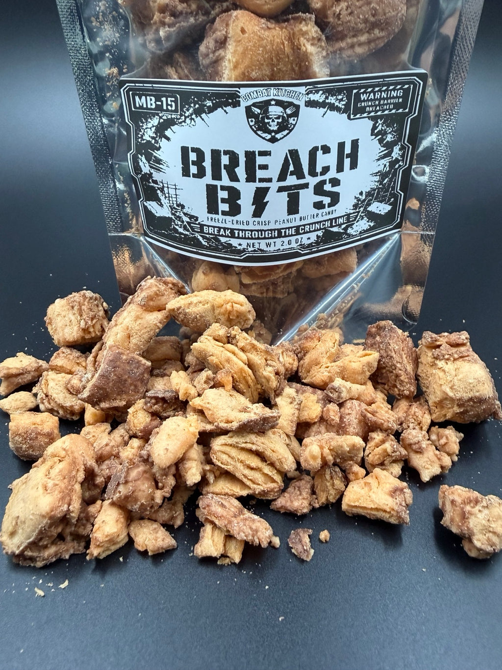 Breach Bits freeze dried crisp peanut butter candy closeup