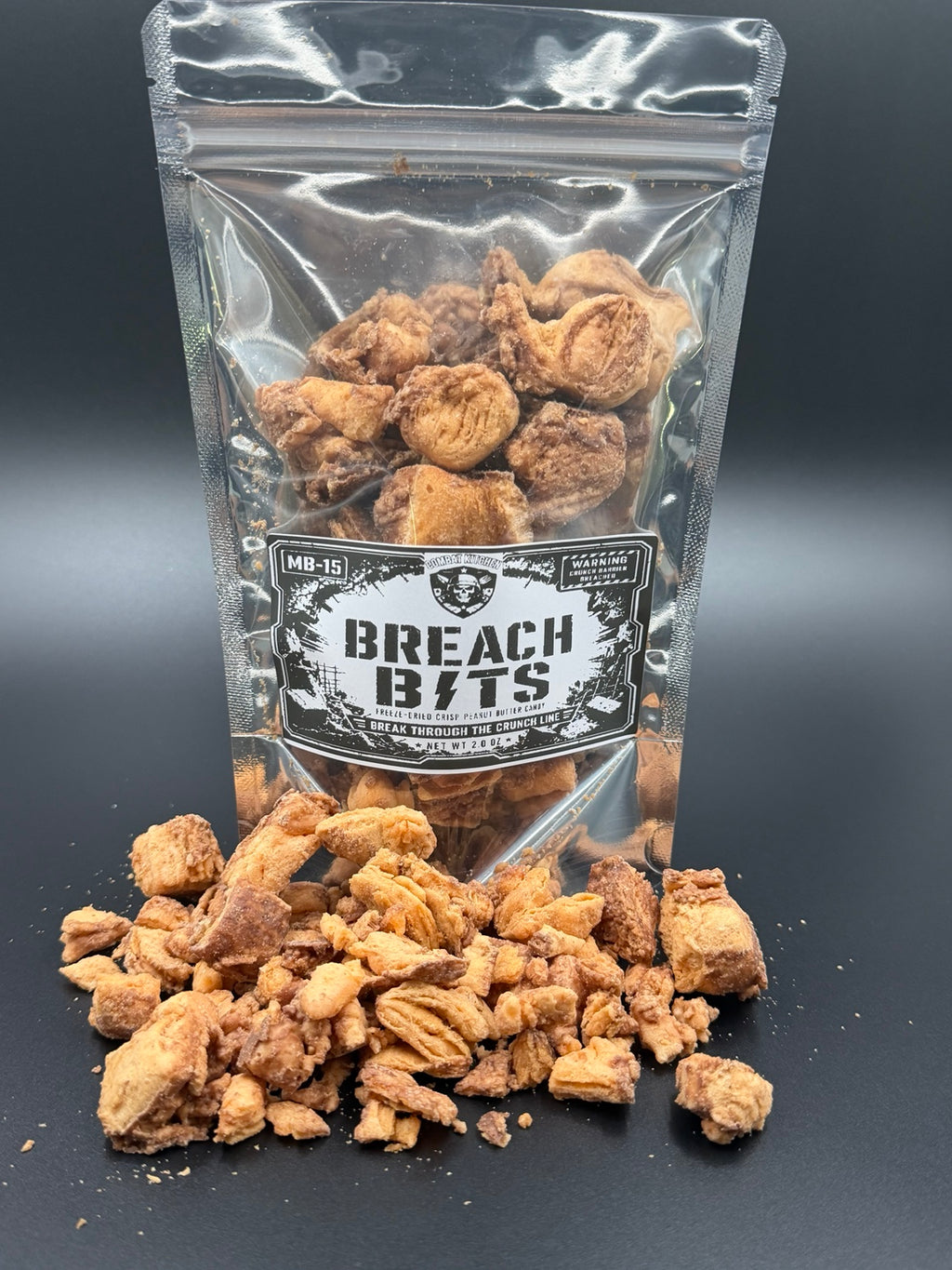Breach Bits freeze dried crisp peanut butter candy full product shot
