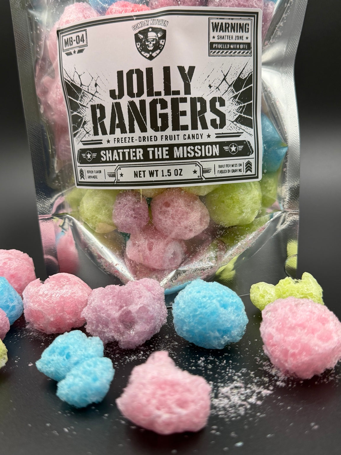 Jolly Rangers freeze dried candy close up