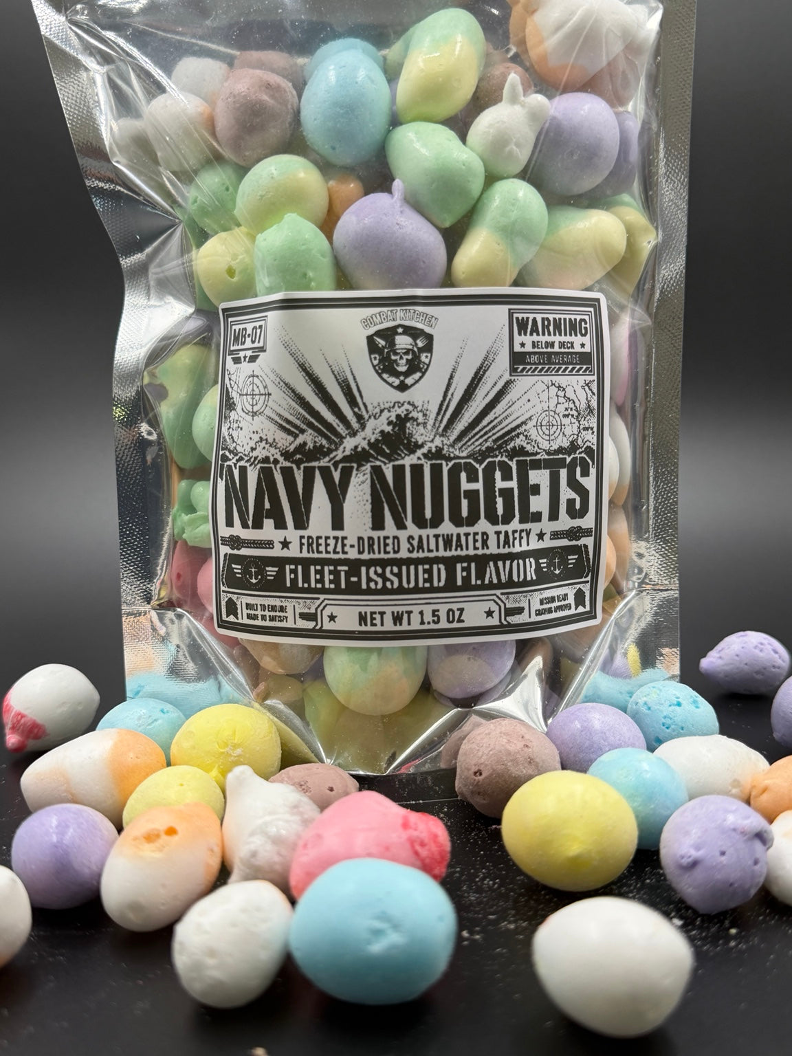 Navy Nuggets freeze dried saltwater taffy front shot