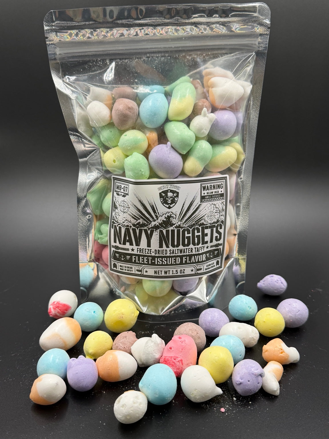 Navy Nuggets freeze dried saltwater taffy full product shot