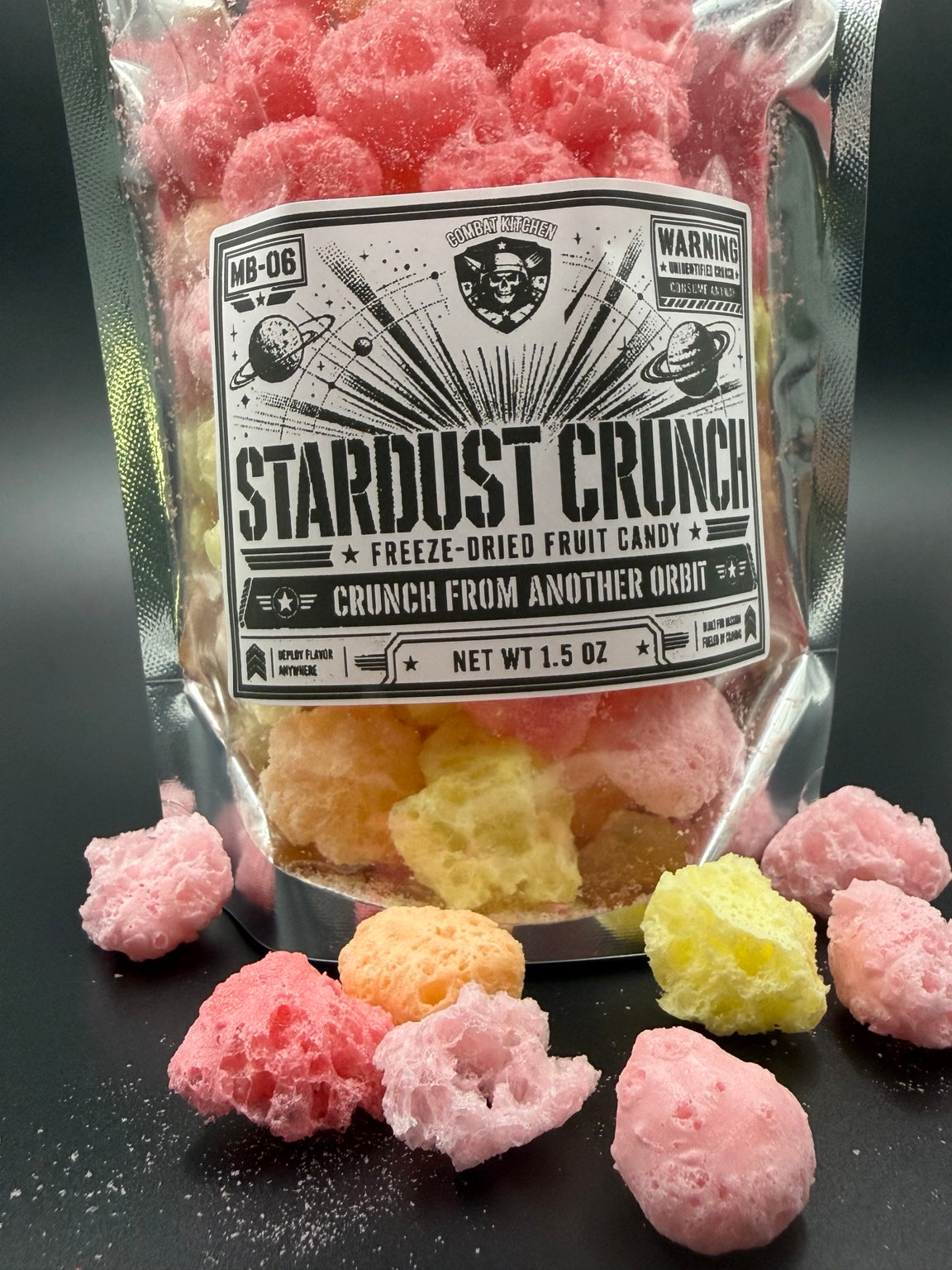 Stardust Crunch freeze dried fruit candy close up