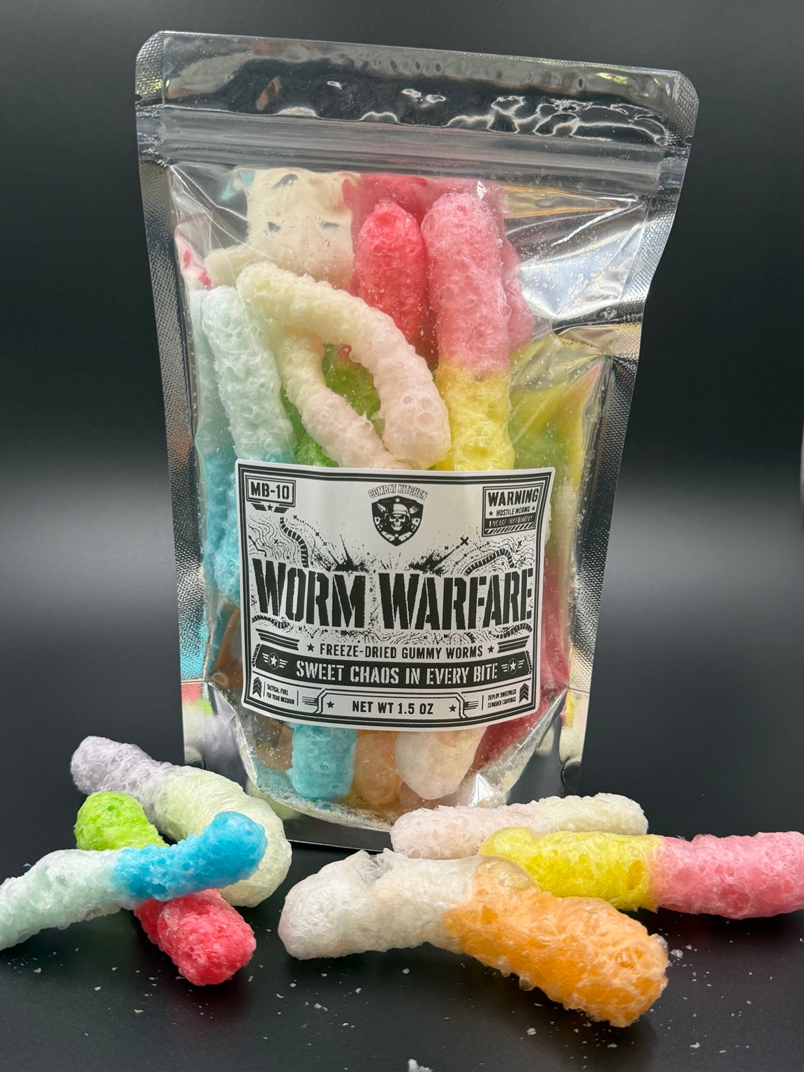 Worm Warfare freeze dried gummy worms product shot